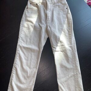Cream High-Waisted Jeans